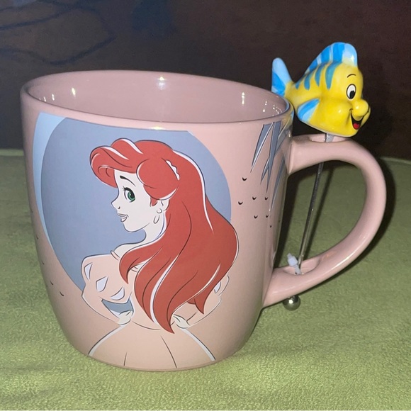 Disney Other - Disney The Little Mermaid Ariel Mug With Figural Flounder Stirrer Mug